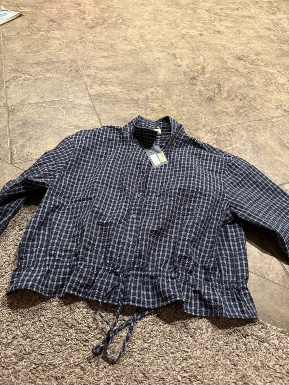 💜Women's Balloon Long Sleeve Collared Drawstring Waist Button-Down Shirt